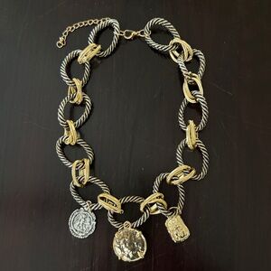 Zara Chunky Gold and Silver Statement Necklace NWOT